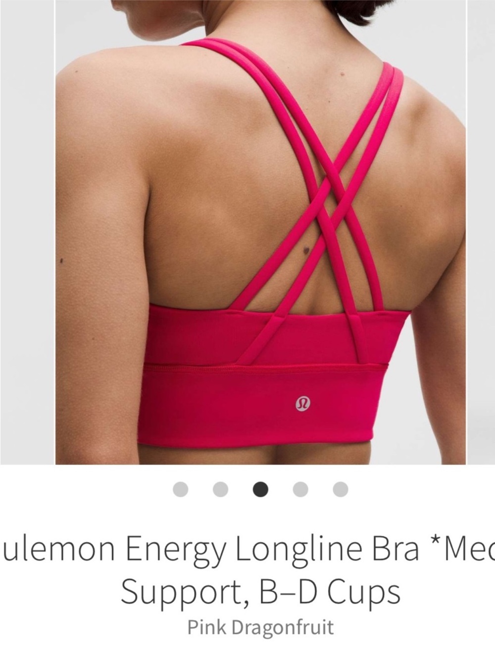NWOT Lululemon Energy Longline Bra Pink Dragonfruit Sz 4 B-D